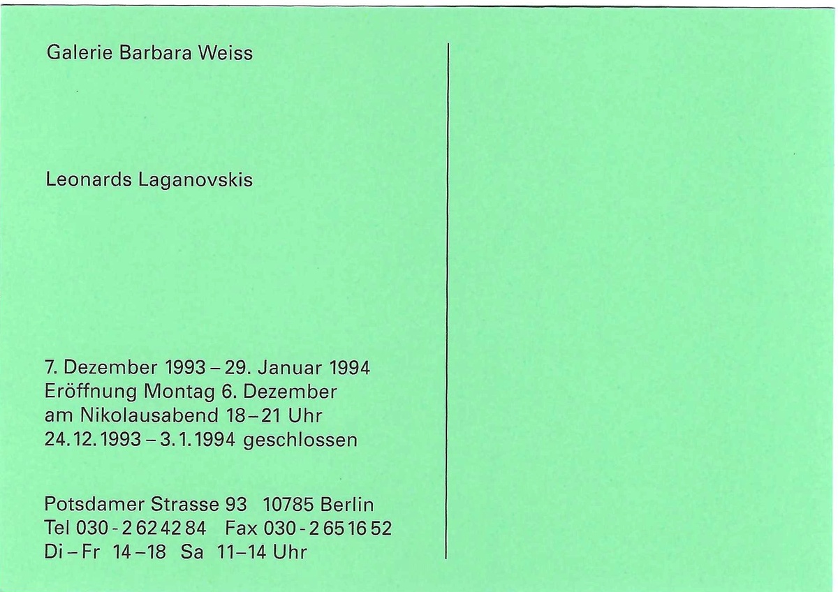 Leonards Laganovskis: Tribünen. December 7, 1993 – January 29, 1994